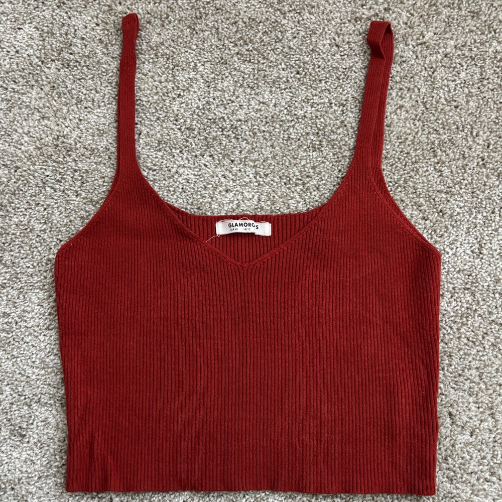 Glamorous Dark Orange Sweater Tank Top